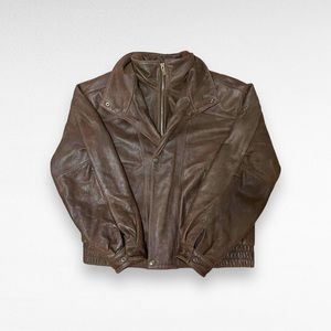 ✮ Vintage 1986 Worn Genuine Brown Leather Baddie Coat ✮